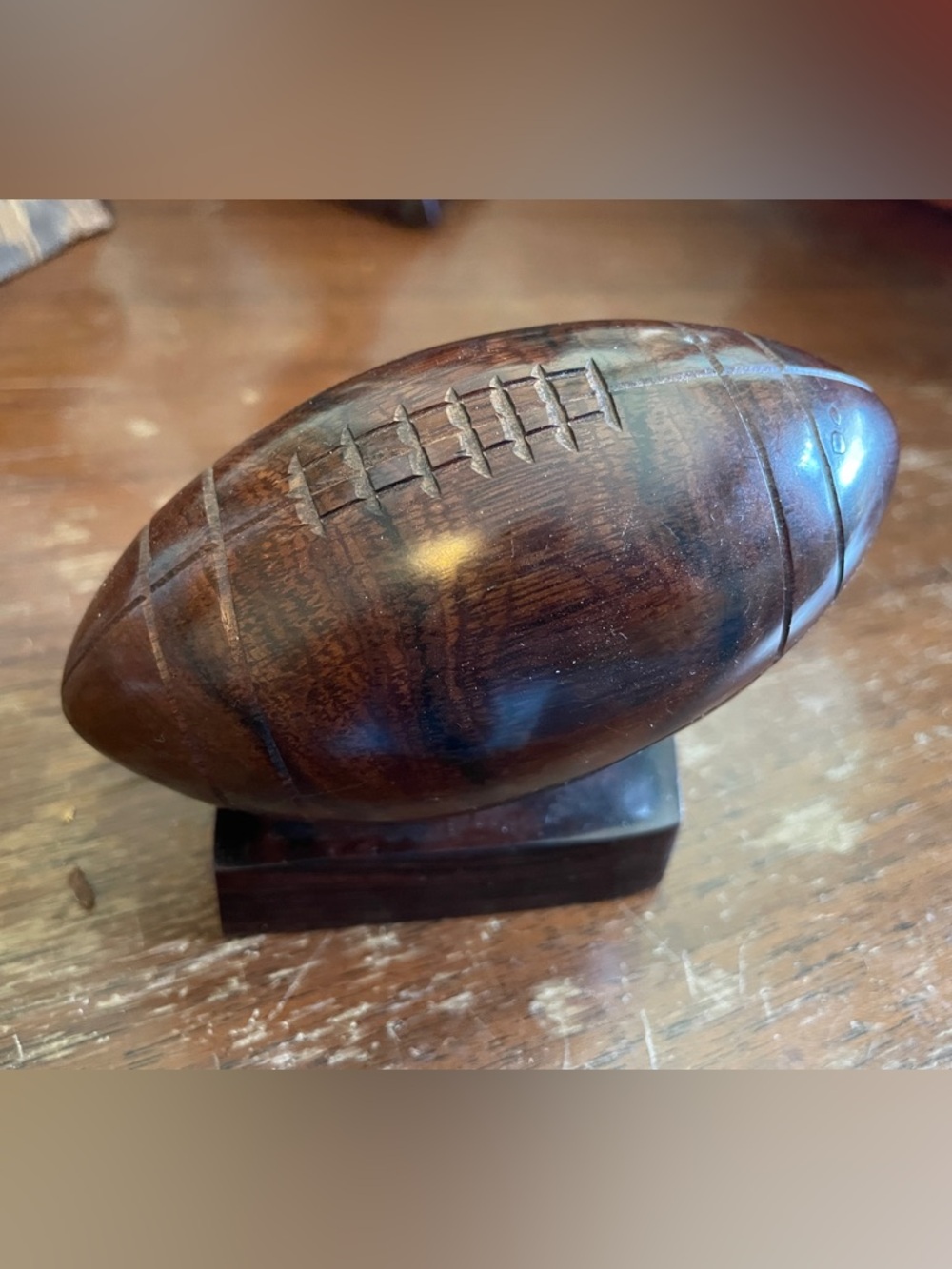 Hand Carved Ironwood Football Statue
